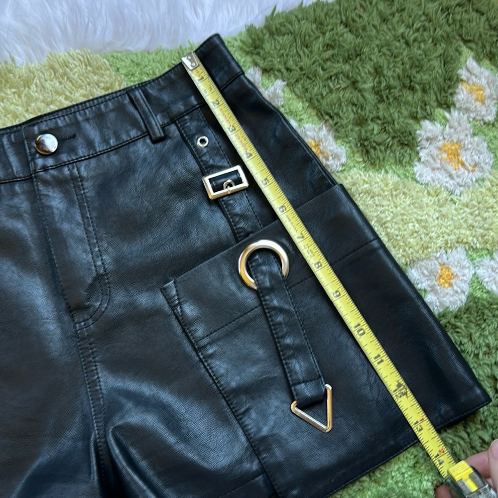 O-Ring High Waisted Faux Leather Shorts - Picture 7 of 9